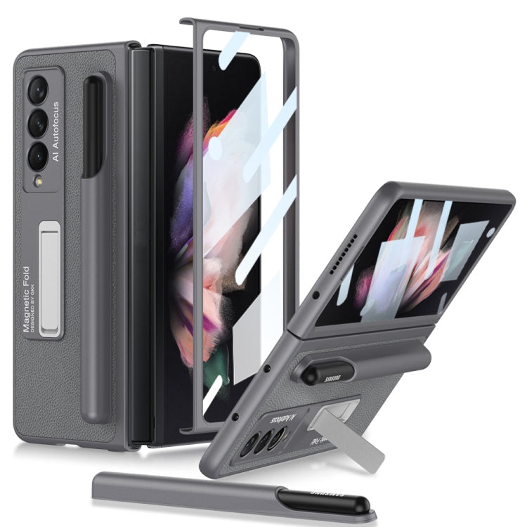 GKK Ultra-thin Shockproof Leather Protective Case for Samsung Galaxy Z Fold3 5G (Grey)