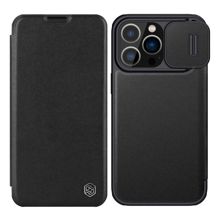 NILLKIN QIN Series Pro Sliding Camera Cover Leather Phone Case for iPhone 13 Pro (Black)