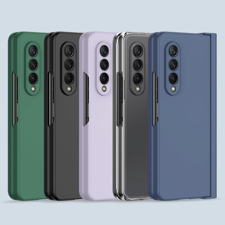 Blue Oil-sprayed PC+Tempered Film Phone Case for Samsung Galaxy Z Fold3 5G with Pen Slot