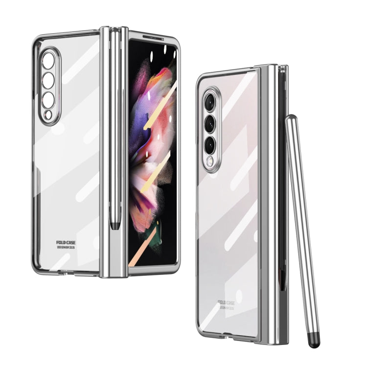 Samsung Galaxy Z Fold3 5G Electroplated Hinge Phone Case with Stylus - Silver