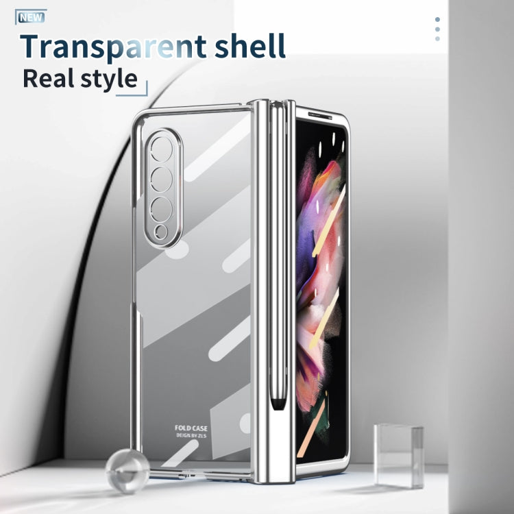 Samsung Galaxy Z Fold3 5G Electroplated Hinge Phone Case with Stylus - Silver