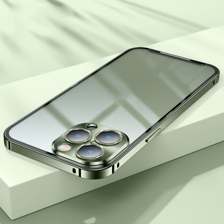 Green Frosted Metal Phone Case for iPhone 13 Pro
