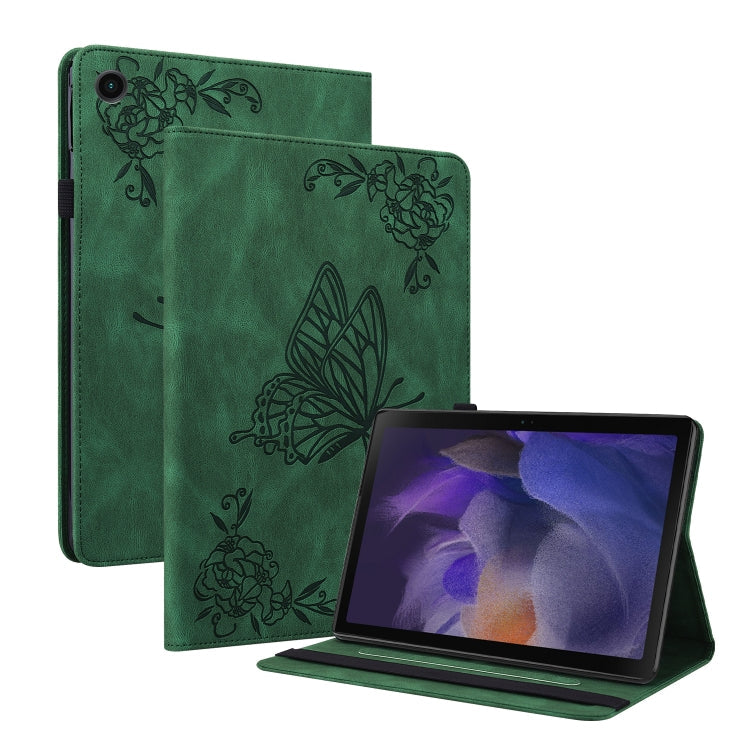 Butterfly Flower Embossed Leather Tablet Case for Samsung Galaxy Tab A8 10.5 2021 (Green)