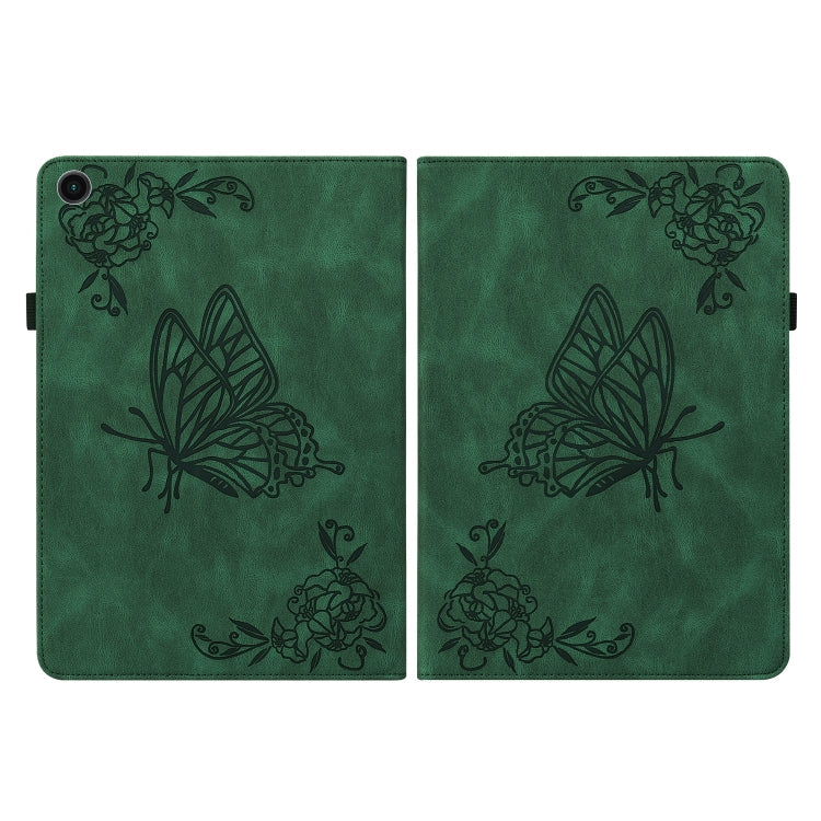 Butterfly Flower Embossed Leather Tablet Case for Samsung Galaxy Tab A8 10.5 2021 (Green)