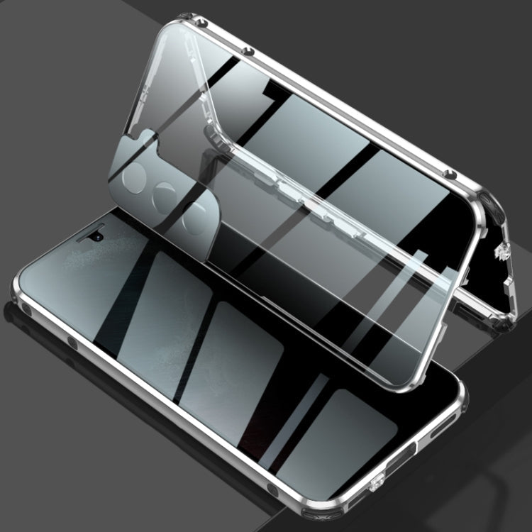 Samsung Galaxy S21 FE 5G Privacy Magnetic Double-sided Glass Phone Case (Silver)