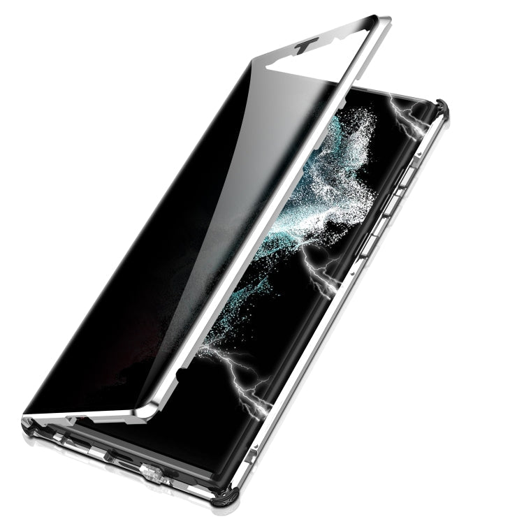 Samsung Galaxy S21 FE 5G Privacy Magnetic Double-sided Glass Phone Case (Silver)