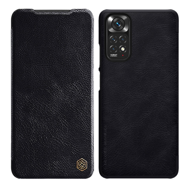 Xiaomi Redmi Note 11S NILLKIN QIN Series Leather Case in Classic Black with Crazy Horse Texture