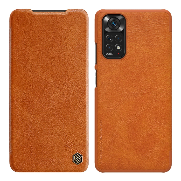 NILLKIN QIN Series Crazy Horse Texture Leather Case for Xiaomi Redmi Note 11S (Brown)