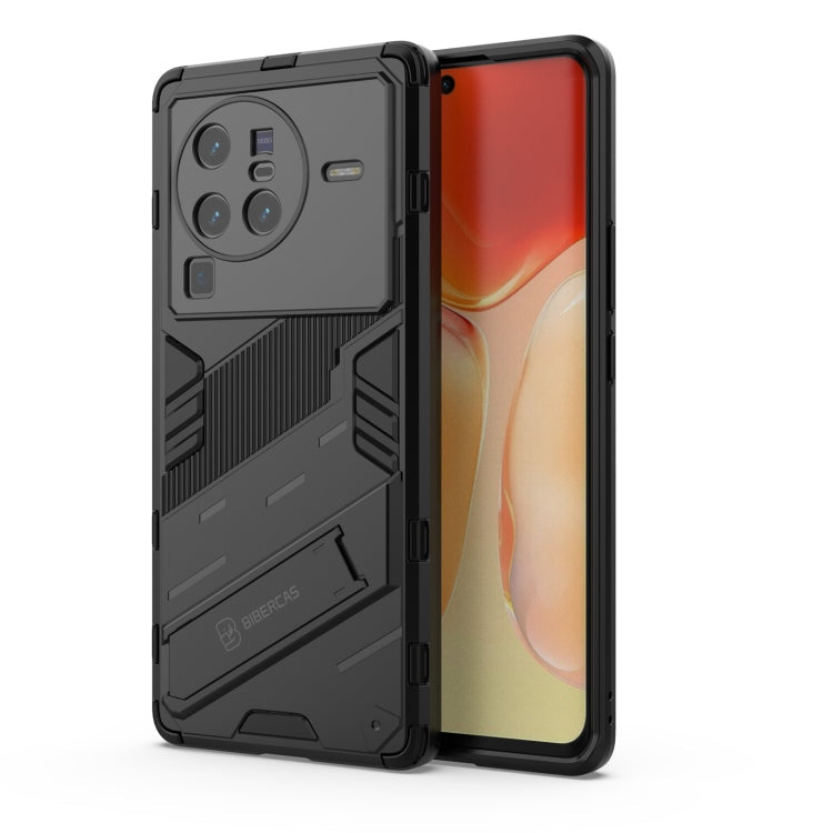 Vivo X80 Pro Protective Phone Case with Holder in Black