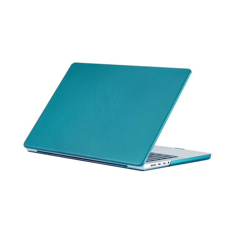 Carbon Fiber Textured Plastic Laptop Protective Case for MacBook Pro 16.2 inch A2485 2021 in Dark Cyan