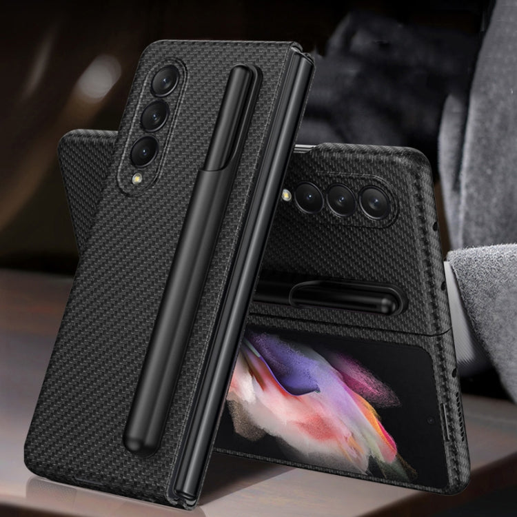 GKK Ultra-thin Full Coverage Leather Phone Flip Case for Samsung Galaxy Z Fold3 5G with Pen Holder