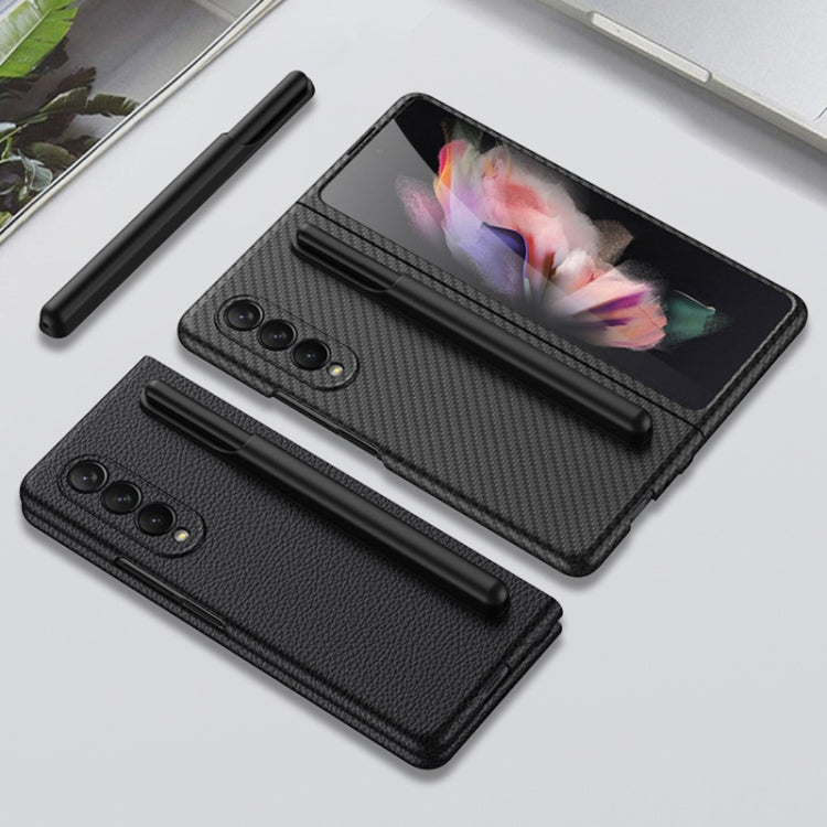 GKK Ultra-thin Full Coverage Leather Phone Flip Case for Samsung Galaxy Z Fold3 5G with Pen Holder