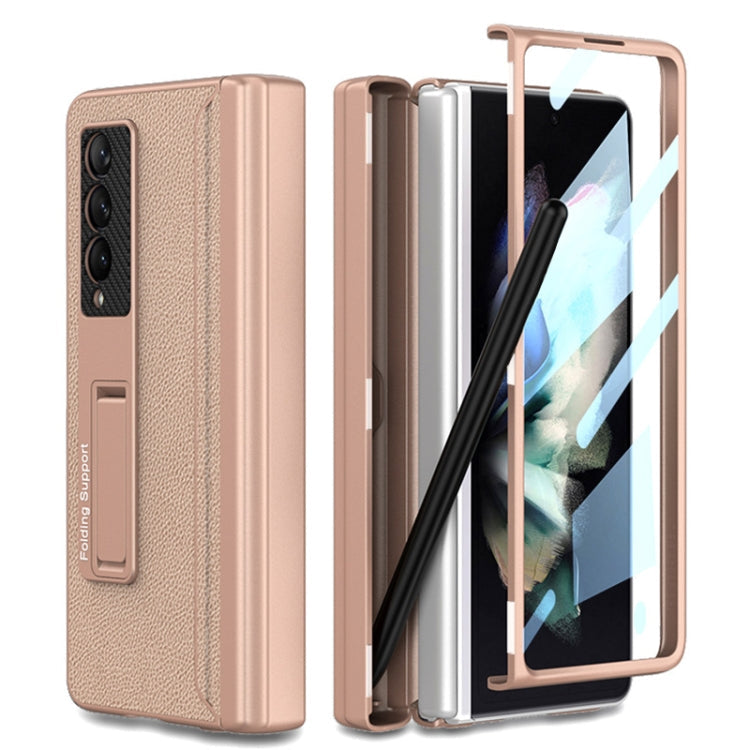 Mist Gold Leather Phone Flip Case for Samsung Galaxy Z Fold3 5G