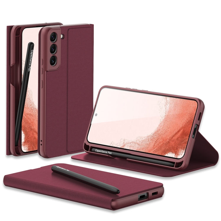 GKK Flip Leather Phone Case with Stylus Pen for Samsung Galaxy S22 5G (Red)
