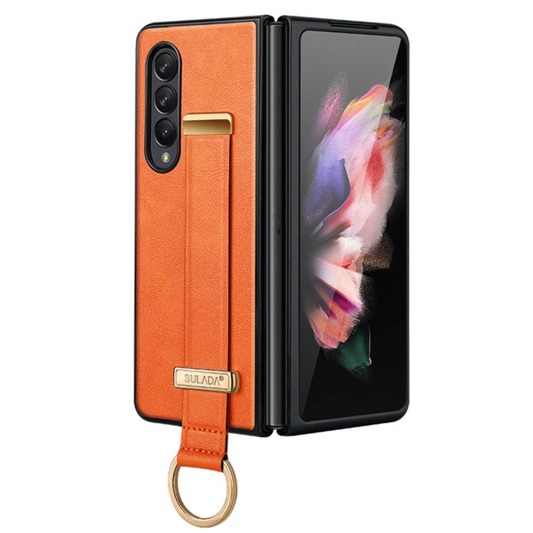 SULADA Cool Series Leather Texture Phone Case for Samsung Galaxy Z Fold3 5G (Orange)