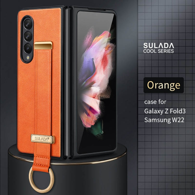 SULADA Cool Series Leather Texture Phone Case for Samsung Galaxy Z Fold3 5G (Orange)