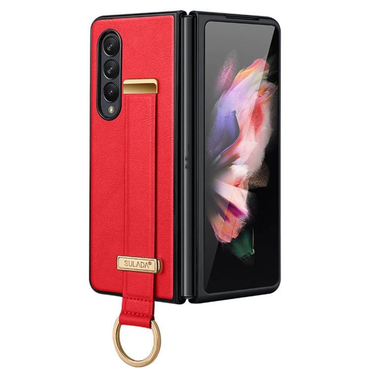 SULADA Cool Series PC + Leather Texture Skin Feel Shockproof Phone Case for Samsung Galaxy Z Fold3 5G (Red)