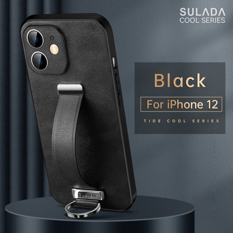 SULADA Cool Series Leather Texture Shockproof Phone Case for iPhone 12 (Black)