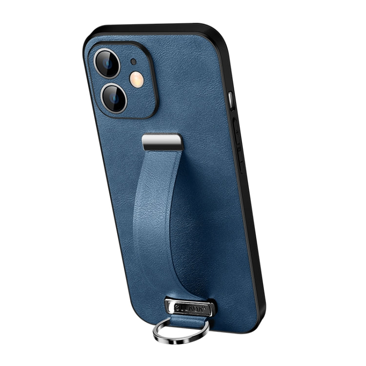 SULADA Cool Series Blue Shockproof Phone Case for iPhone 12 with Leather Texture Skin Feel