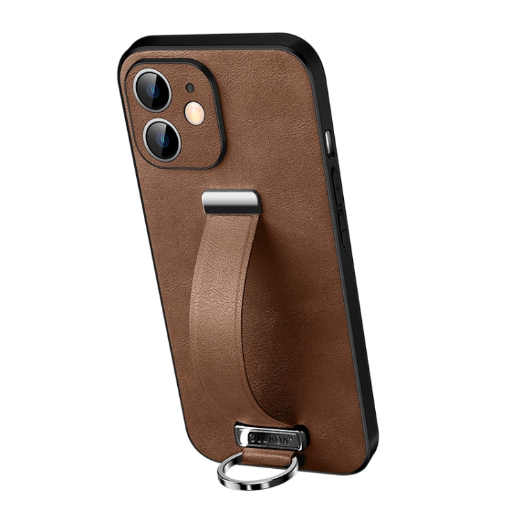 SULADA Cool Series PC + Leather Texture Brown Phone Case for iPhone 12