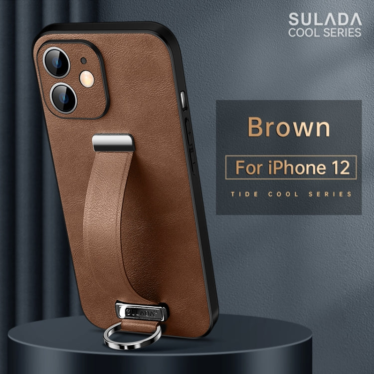 SULADA Cool Series PC + Leather Texture Brown Phone Case for iPhone 12