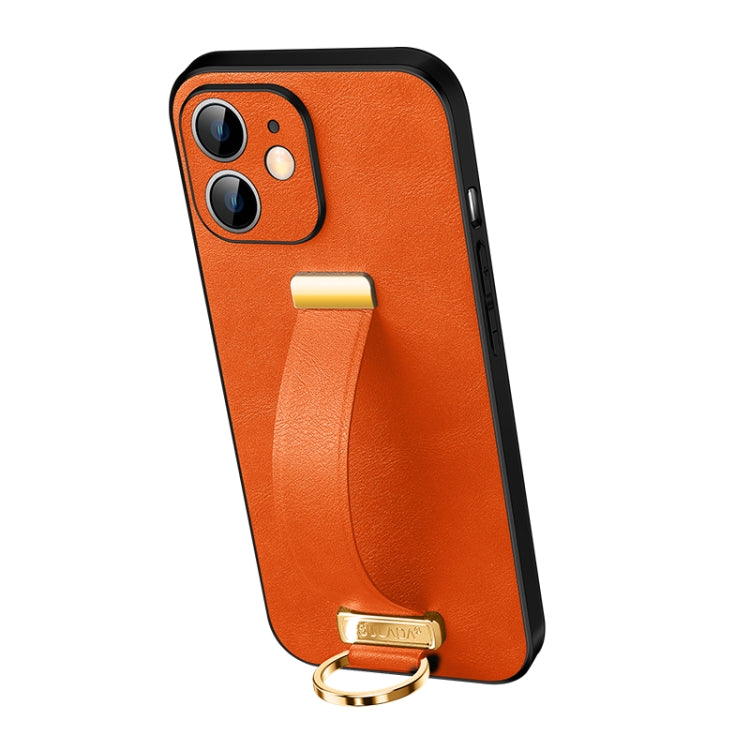 SULADA Cool Series Shockproof Leather Phone Case for iPhone 12 (Orange)