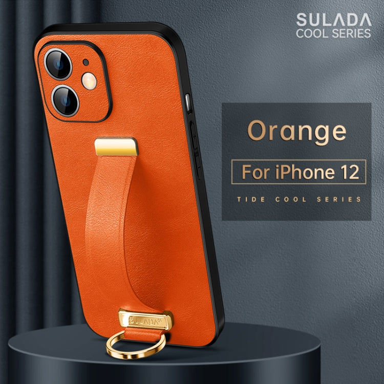 SULADA Cool Series Shockproof Leather Phone Case for iPhone 12 (Orange)