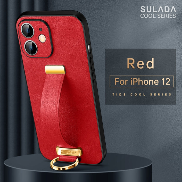 SULADA Cool Series PC + Leather Texture Shockproof Phone Case for iPhone 12 (Red)