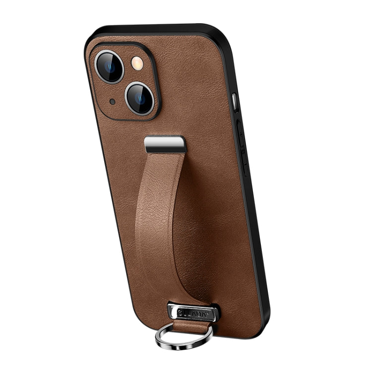 SULADA Brown Leather Texture Shockproof Phone Case for iPhone 13