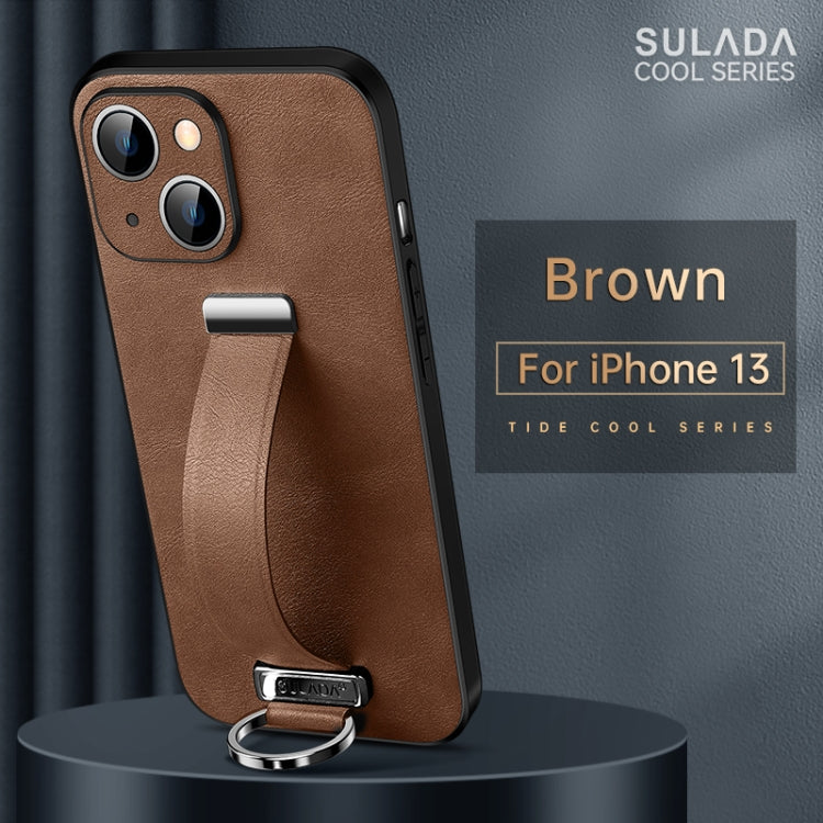 SULADA Brown Leather Texture Shockproof Phone Case for iPhone 13