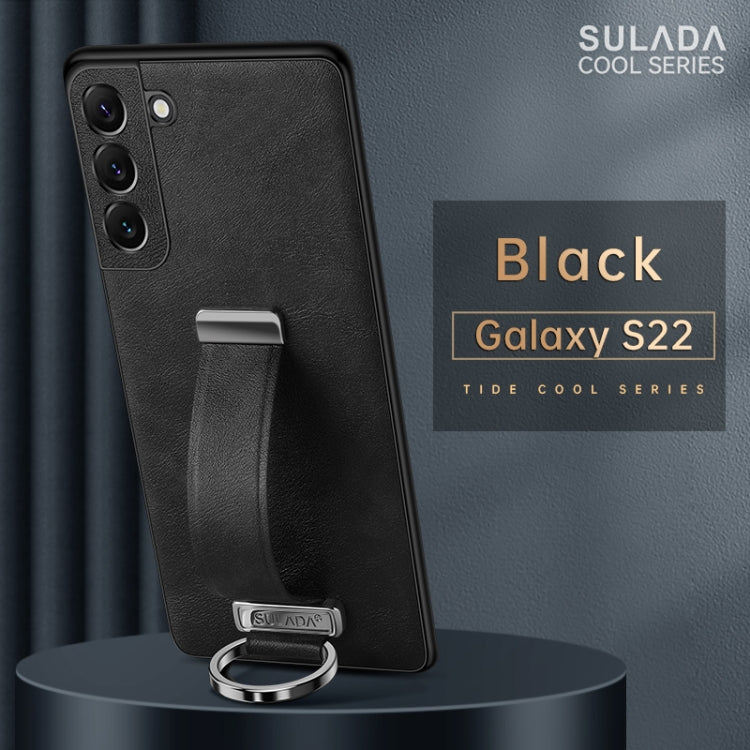 SULADA Cool Series PC + Leather Texture Shockproof Phone Case for Samsung Galaxy S22 5G (Black)