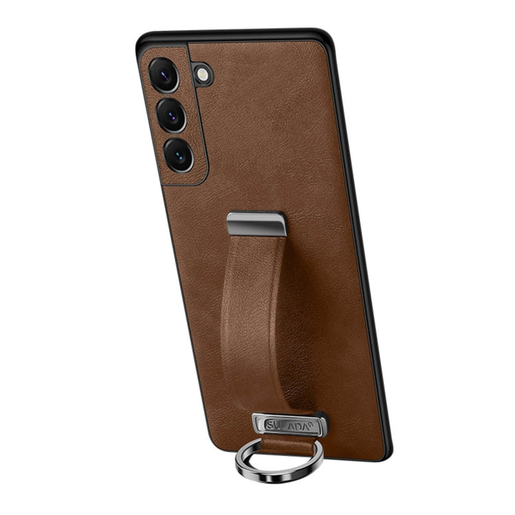 SULADA Cool Series PU Leather Shockproof Phone Case for Samsung Galaxy S22 5G (Brown)