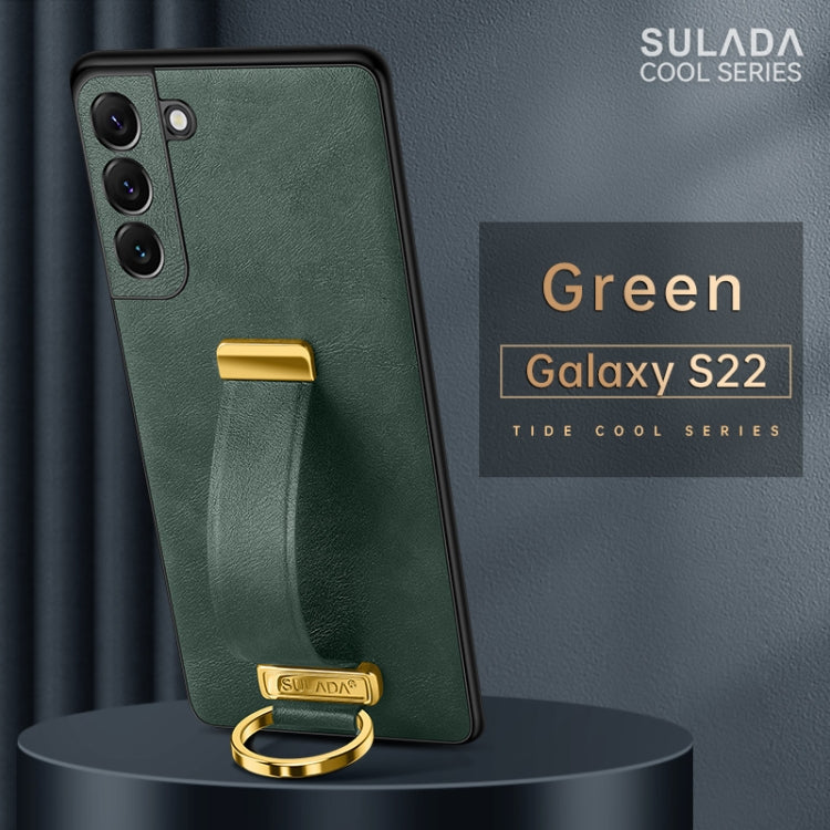 SULADA Cool Series PC + Leather Texture Shockproof Phone Case for Samsung Galaxy S22 5G (Green)