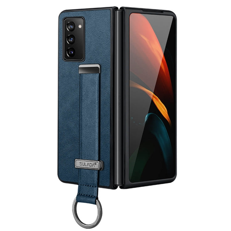 SULADA Cool Series PC + Leather Texture Shockproof Phone Case for Samsung Galaxy Z Fold2 (Blue)