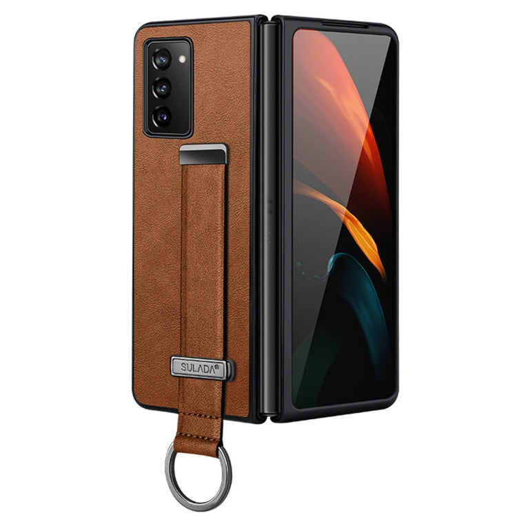 SULADA Cool Series PC + Leather Texture Skin Feel Shockproof Phone Case for Samsung Galaxy Z Fold2 (Brown)