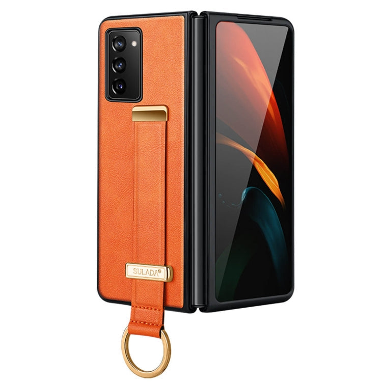 SULADA Cool Series PC + Leather Texture Skin Feel Shockproof Phone Case for Samsung Galaxy Z Fold2 (Orange)