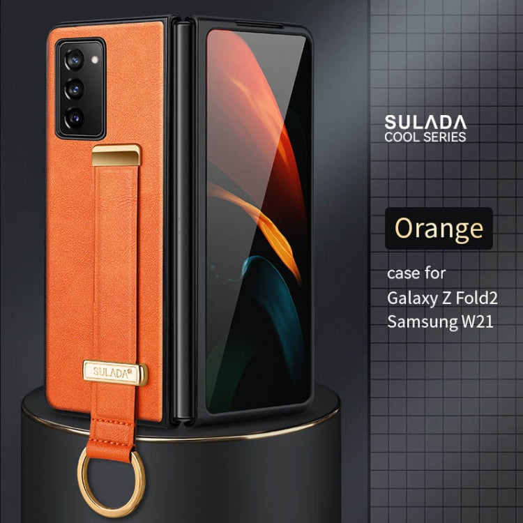SULADA Cool Series PC + Leather Texture Skin Feel Shockproof Phone Case for Samsung Galaxy Z Fold2 (Orange)