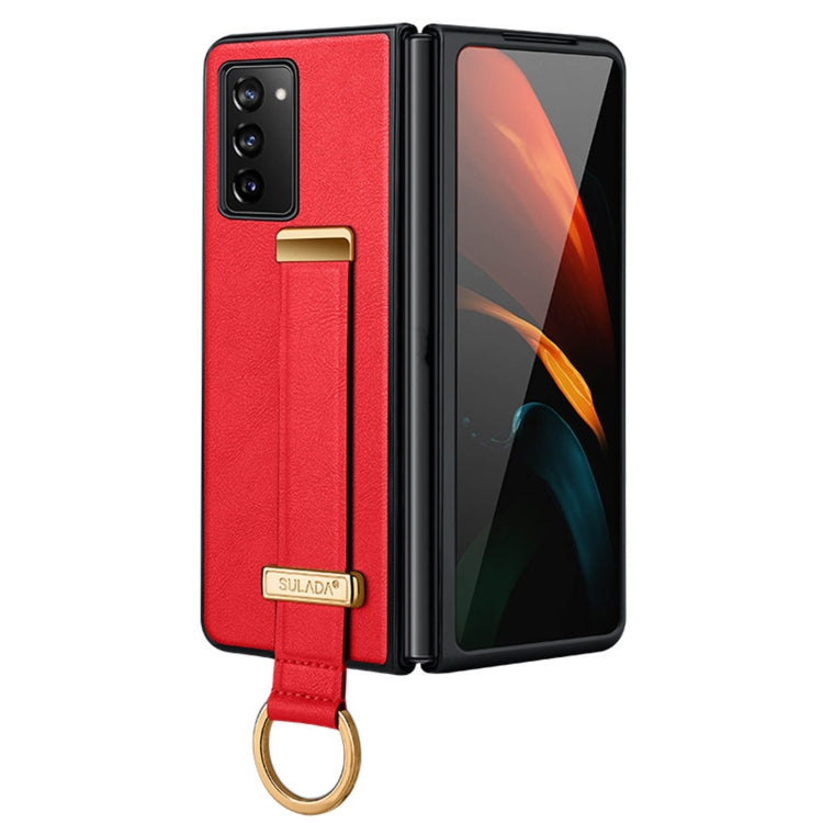 SULADA Cool Series PC + Leather Texture Skin Feel Shockproof Phone Case for Samsung Galaxy Z Fold2 (Red)