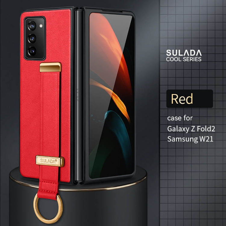 SULADA Cool Series PC + Leather Texture Skin Feel Shockproof Phone Case for Samsung Galaxy Z Fold2 (Red)