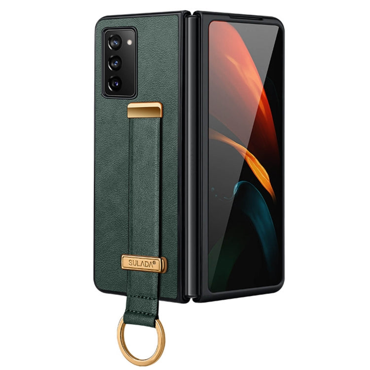 SULADA Cool Series PC + Leather Texture Skin Shockproof Phone Case for Samsung Galaxy Z Fold2 (Green)