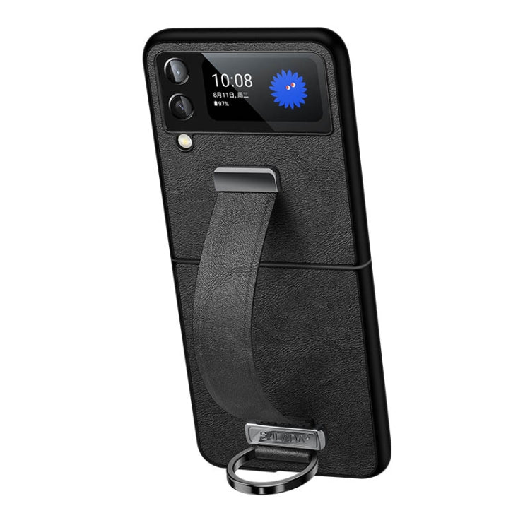 SULADA Cool Series PC + Leather Texture Shockproof Phone Case for Samsung Galaxy Z Flip3 (Black)