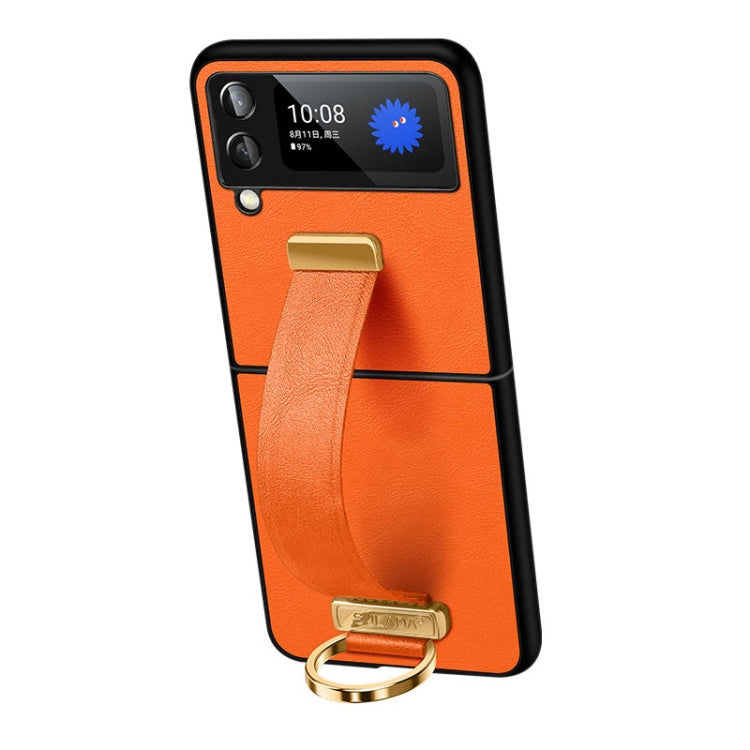 SULADA Cool Series Orange Leather Texture Shockproof Phone Case for Samsung Galaxy Z Flip3