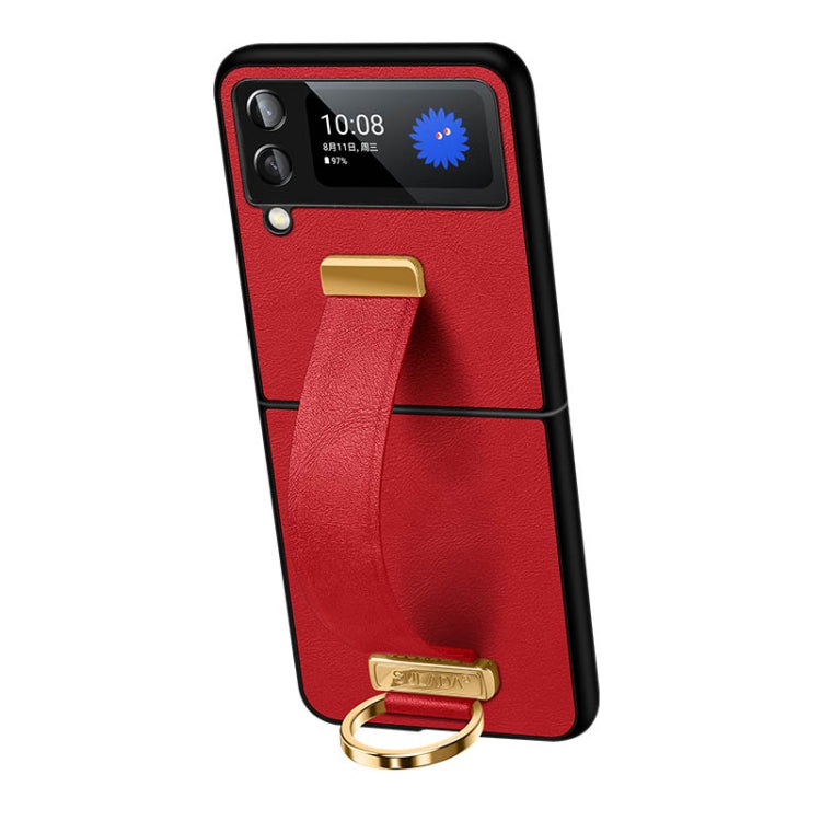 SULADA Cool Series PC + Leather Texture Red Shockproof Phone Case for Samsung Galaxy Z Flip3