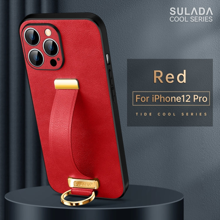 SULADA Cool Series Leather Texture Shockproof Phone Case for iPhone 12 Pro (Red)