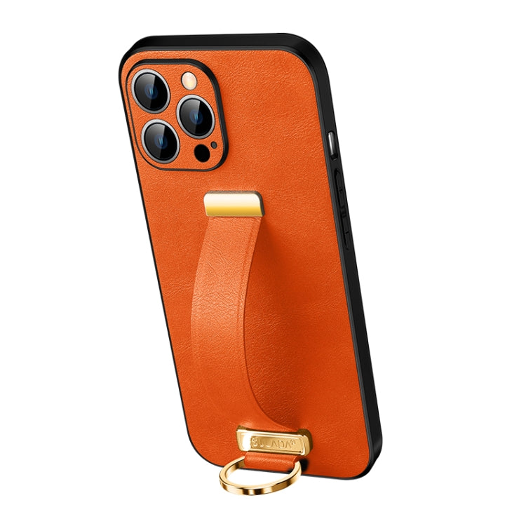 SULADA Cool Series PC + Leather Texture Skin Feel Shockproof Phone Case for iPhone 12 Pro Max (Orange)