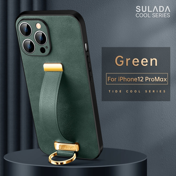SULADA Cool Series Green Leather Shockproof Phone Case for iPhone 12 Pro Max