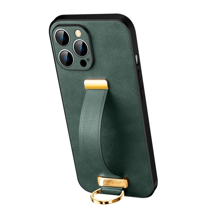SULADA Cool Series PC + Leather Texture Skin Feel Shockproof Phone Case for iPhone 13 Pro (Green)