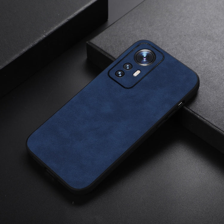 Blue Morocco Texture PU Shockproof Phone Case for Xiaomi 12 Pro