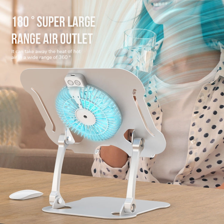 R-JUST BJ01-5 Laptop Foldable Lift Bracket with Fan (Silver)