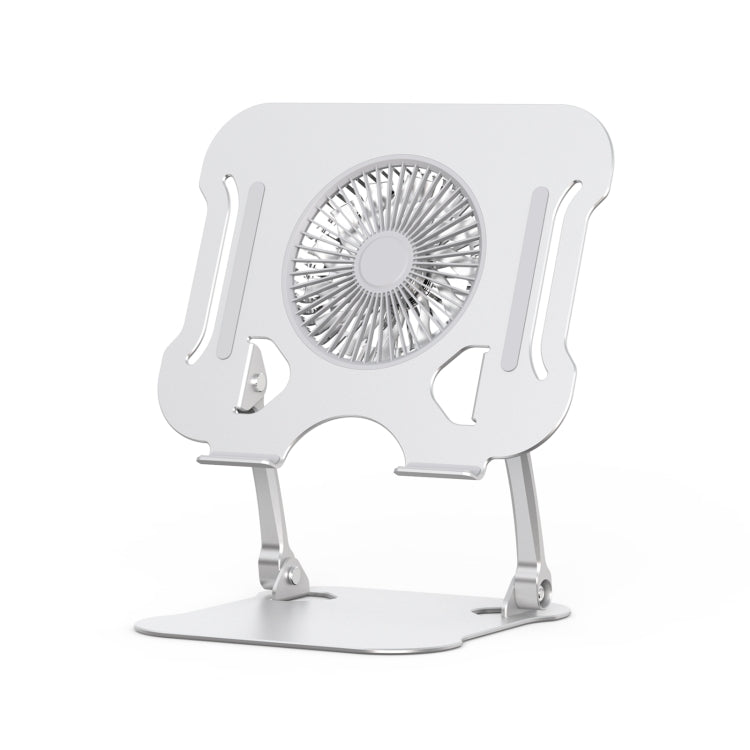R-JUST BJ01-5 Laptop Foldable Lift Bracket with Fan (Silver)
